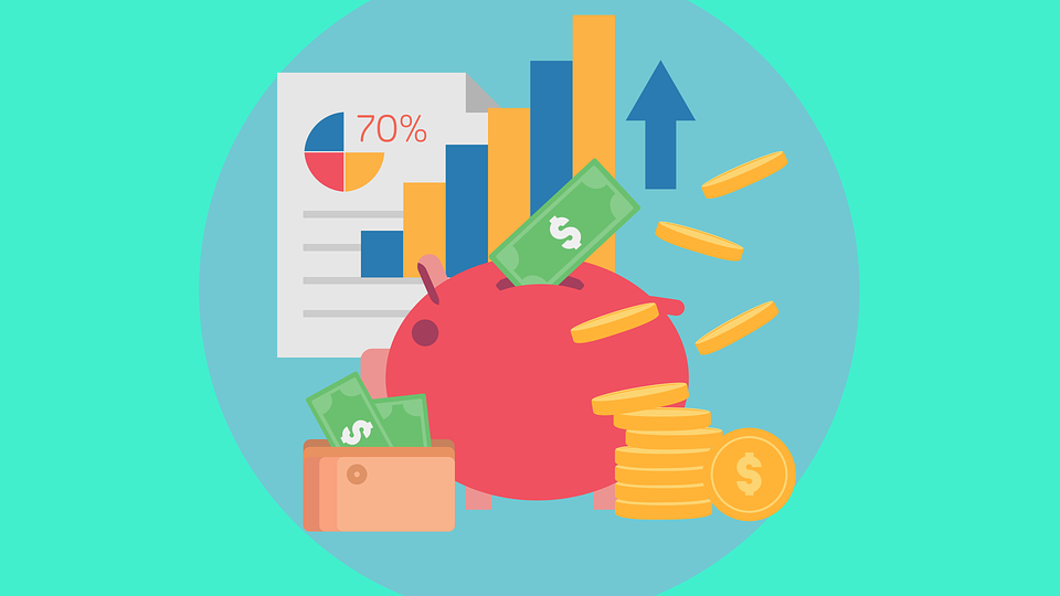A vector image of a piggybank, graphs, and pie charts - Top reasons why CRM is your most valuable asset.