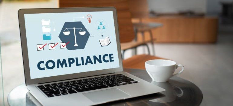 Compliance illustration on laptop screen