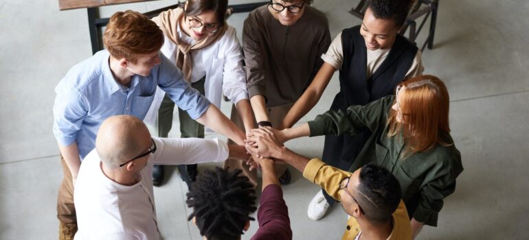 A group of people representing a creating a connected workforce.