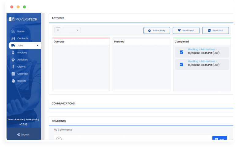 MoversTech internal communication dashboard