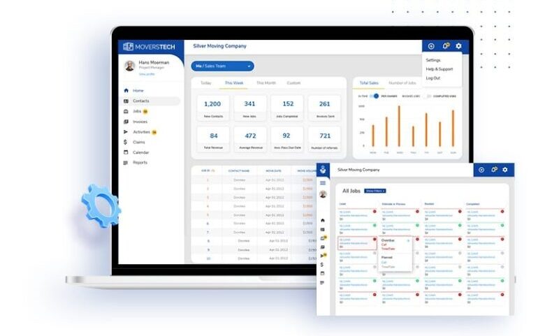 MoversTech dashboard on a computer screen