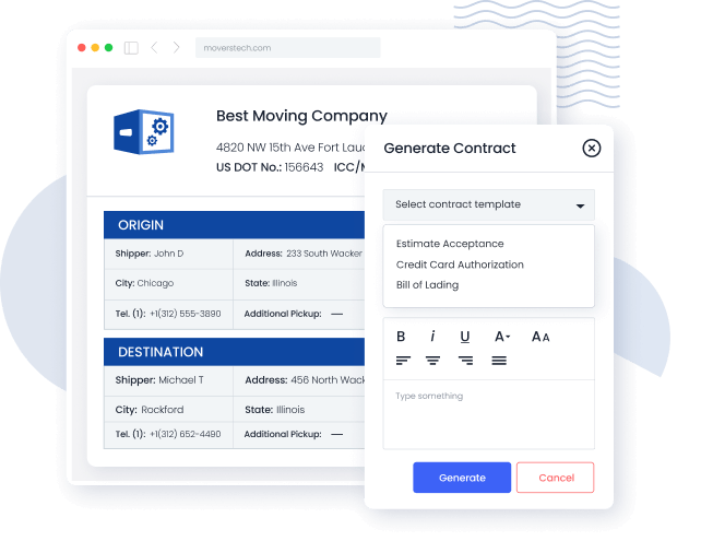 generate a contract pop up