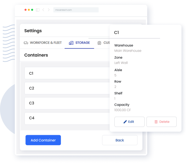 track containers in movers tech crm